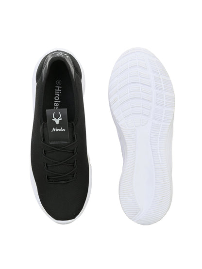 Hirolas® Men's Black Lace Up Walking Sport Shoes (HRL1932BLK)
