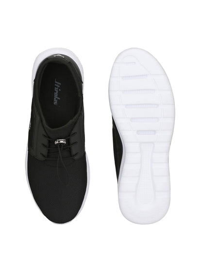 Hirolas® Men's Jezz Black Elastic Lace Up Athleisure Sport Shoes (HRL1951EBK)