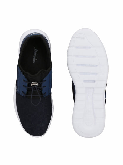 Hirolas® Men's Jezz Blue Elastic Lace Up Athleisure Sport Shoes (HRL1951EBU)