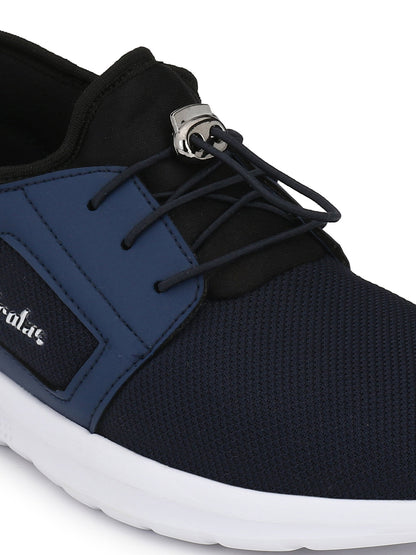 Hirolas® Men's Jezz Blue Elastic Lace Up Athleisure Sport Shoes (HRL1951EBU)