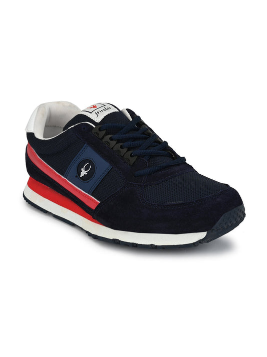 Hirolas® Men's Blue/Red Multisports Suede Leather Lace Up Sneaker Sport Shoes (HRL1968BLR)