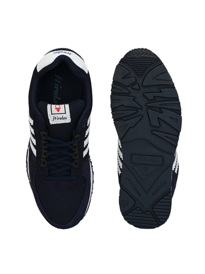Hirolas® Men's Blue Multisports Suede Leather Lace Up Sneaker Sport Shoes (HRL1969BLW)