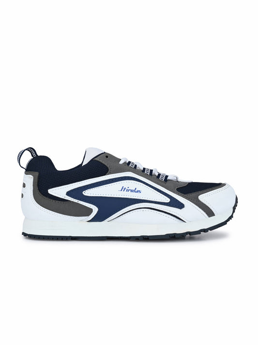 Hirolas® Men's Multisports Shock Absorbing Walking Running Fitness Athletic Training Gym White/Blue Lace Up Sneaker Sport Shoes (HRL2071URO)