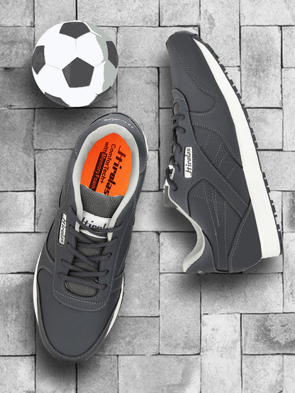 Hirolas® Men's Multisports Shock Absorbing Walking Running Fitness Athletic Training Gym Grey Lace Up Sneaker Sport Shoes (HRL2001G)