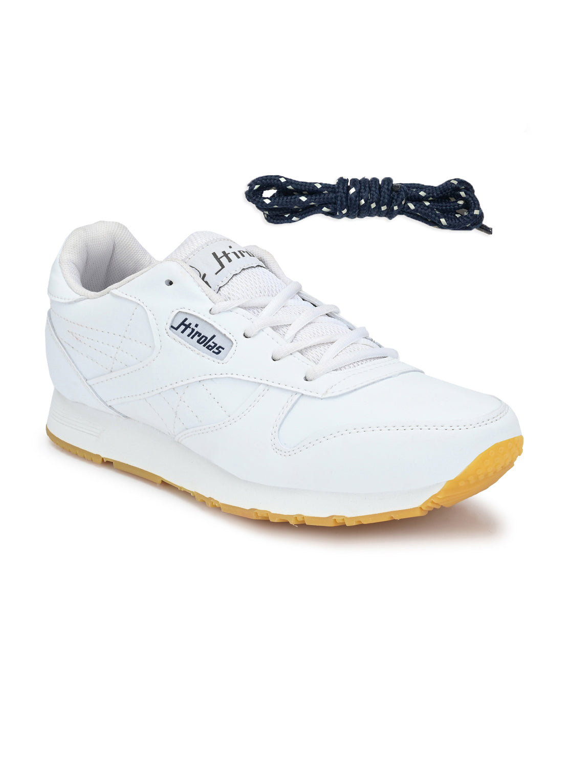 Hirolas® Men's Multisports Shock Absorbing Walking Running Fitness Athletic Training Gym White Lace Up Sneaker Sport Shoes (HRL2001WHN)