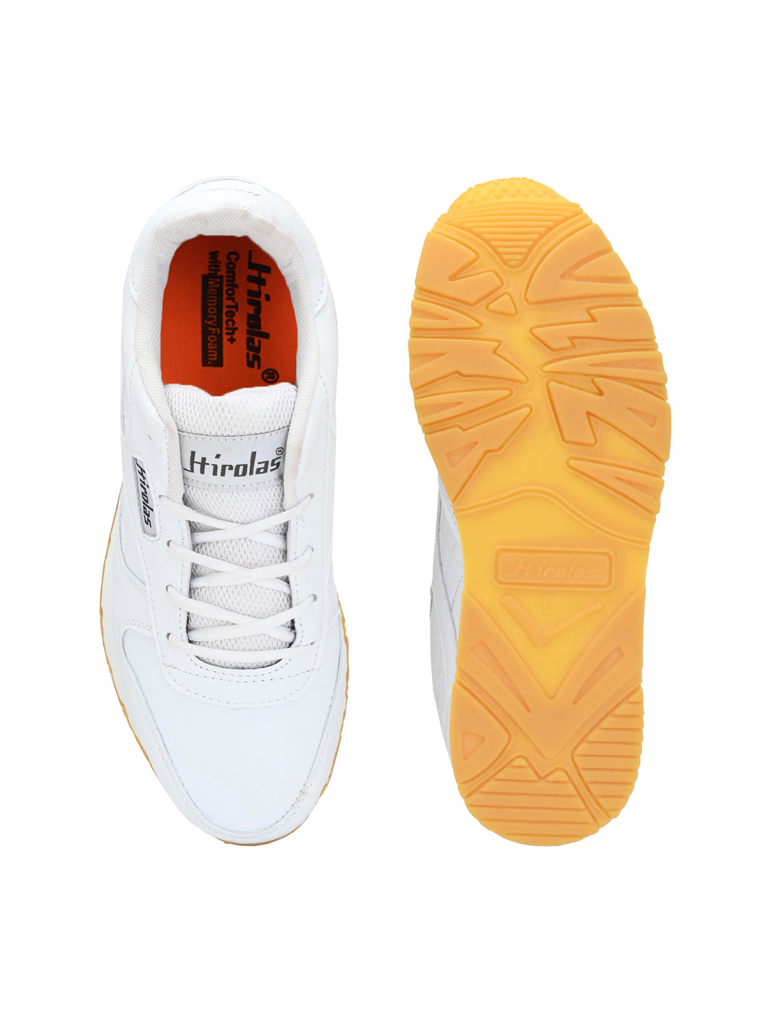 Hirolas® Men's Multisports Shock Absorbing Walking Running Fitness Athletic Training Gym White Lace Up Sneaker Sport Shoes (HRL2001WHN)