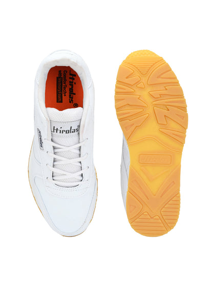 Hirolas® Men's Multisports Shock Absorbing Walking Running Fitness Athletic Training Gym White Lace Up Sneaker Sport Shoes (HRL2001WHN)