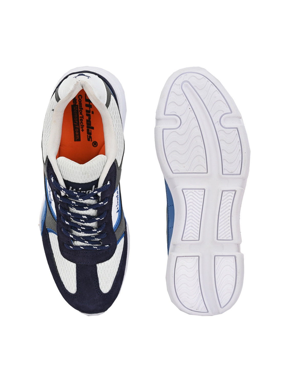 Hirolas® Men's Blue Multisports Leather Running/Walking/Gym Lace Up Sneaker Sport Shoes (HRL2002BUW)