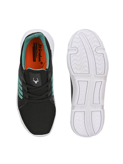 Hirolas® Men's Black/Blue Mesh Running/Walking/Gym Lace Up Sneaker Sport Shoes (HRL2003BLS)