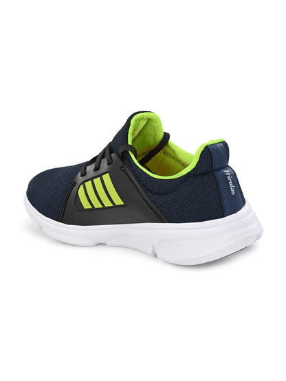 Hirolas® Men's Black/Green Mesh Running/Walking/Gym Lace Up Sneaker Sport Shoes (HRL2003BUG)
