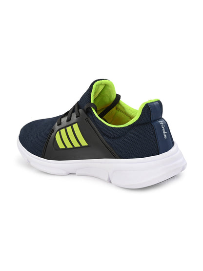 Hirolas® Men's Black/Green Mesh Running/Walking/Gym Lace Up Sport Shoes (HRL2003BUG)