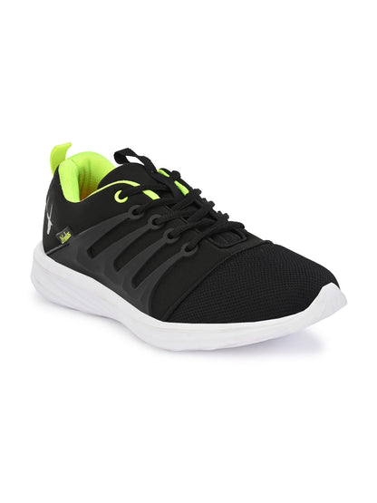 Hirolas® Men's Black Mesh Running/Walking/Gym Lace Up Sneaker Sport Shoes (HRL2004BLG)