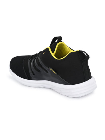 Hirolas® Men's Black Mesh Running/Walking/Gym Lace Up Sneaker Sport Shoes (HRL2004BLY)