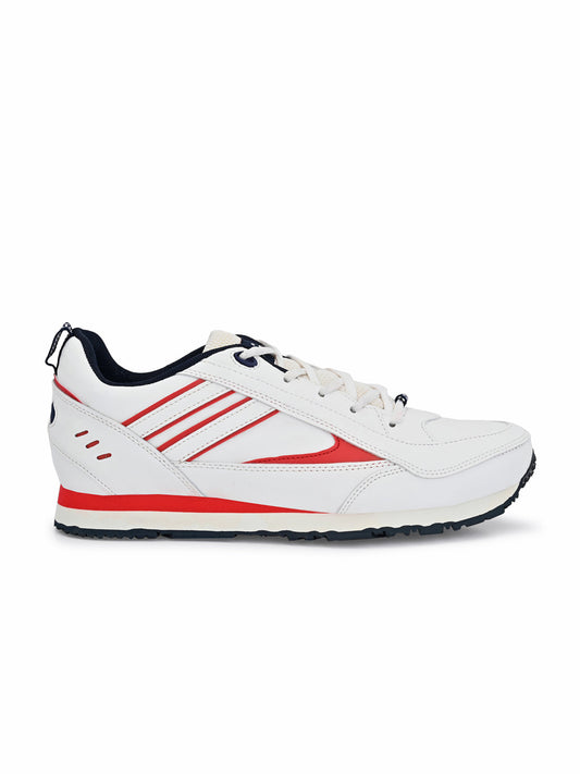 Hirolas Men's Multisports Shock Absorbing Walking Running Fitness Athletic Training Gym White Lace Up Sneaker Sport Shoes (HRL2009WHR)