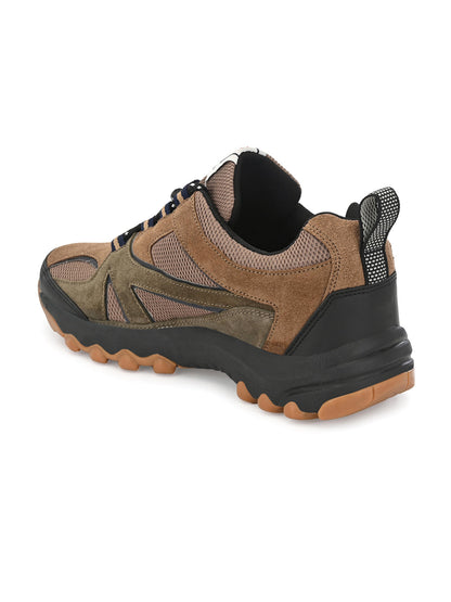 Hirolas® Men's Outdoor Sports Hiking Trekking Tan Lace Up Sport Shoes (HRL2012CHK)