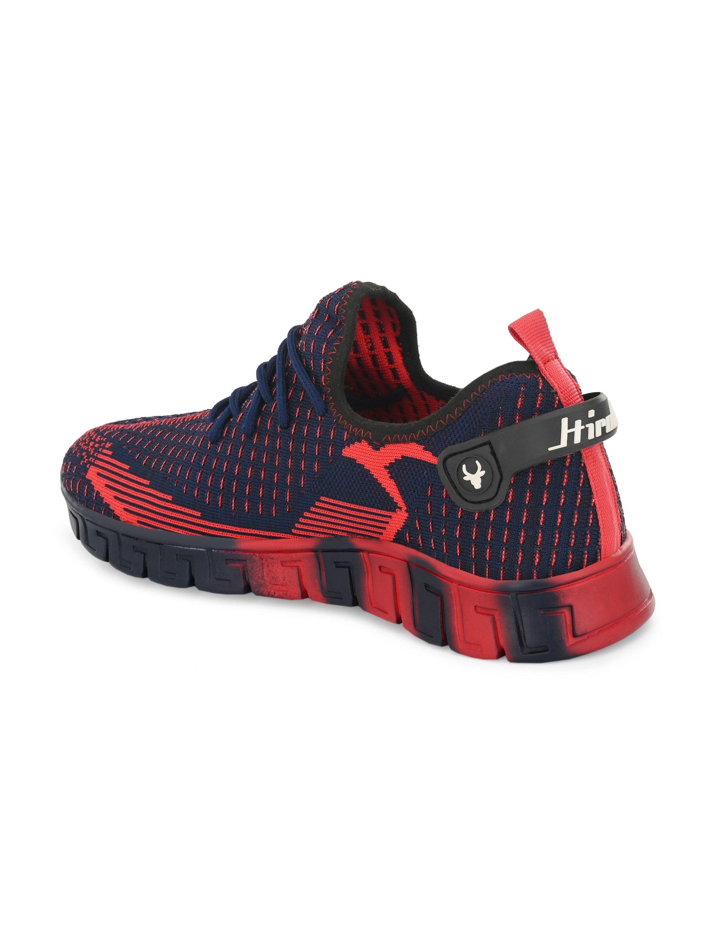 Hirolas® Men's Blue/Red Knitted Athleisure Lace Up Sport Shoes (HRL2015BLU)