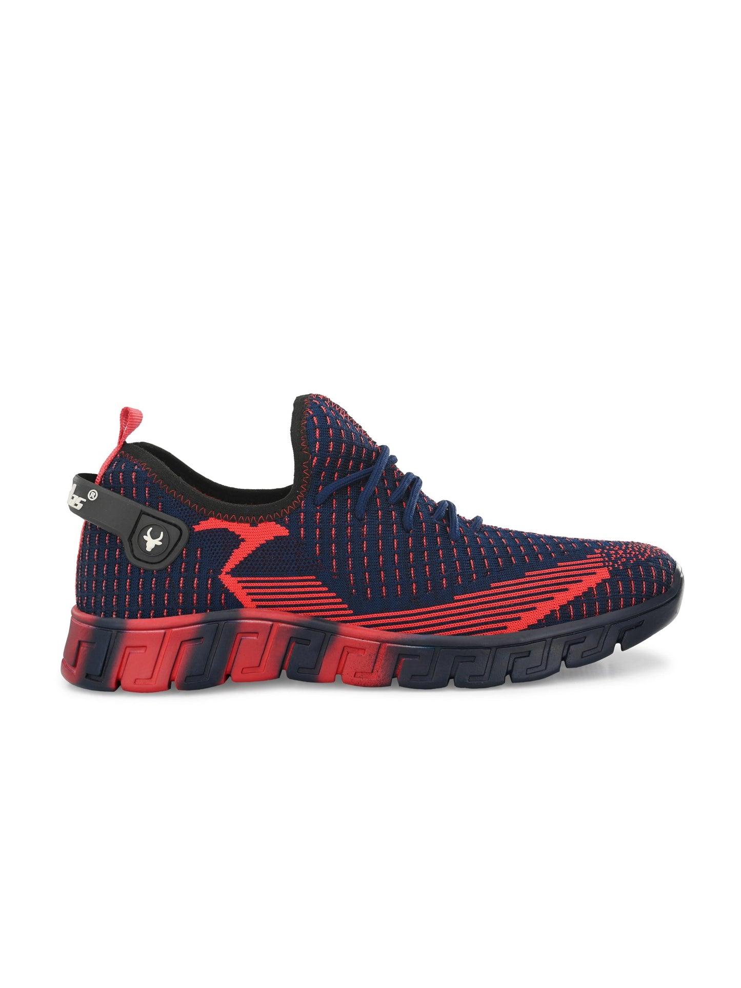 Hirolas® Men's Blue/Red Knitted Athleisure Lace Up Sport Shoes (HRL2015BLU)