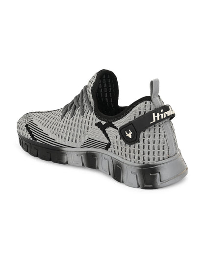 Hirolas® Men's Grey/Black Knitted Athleisure Lace Up Sport Shoes (HRL2015GRY)