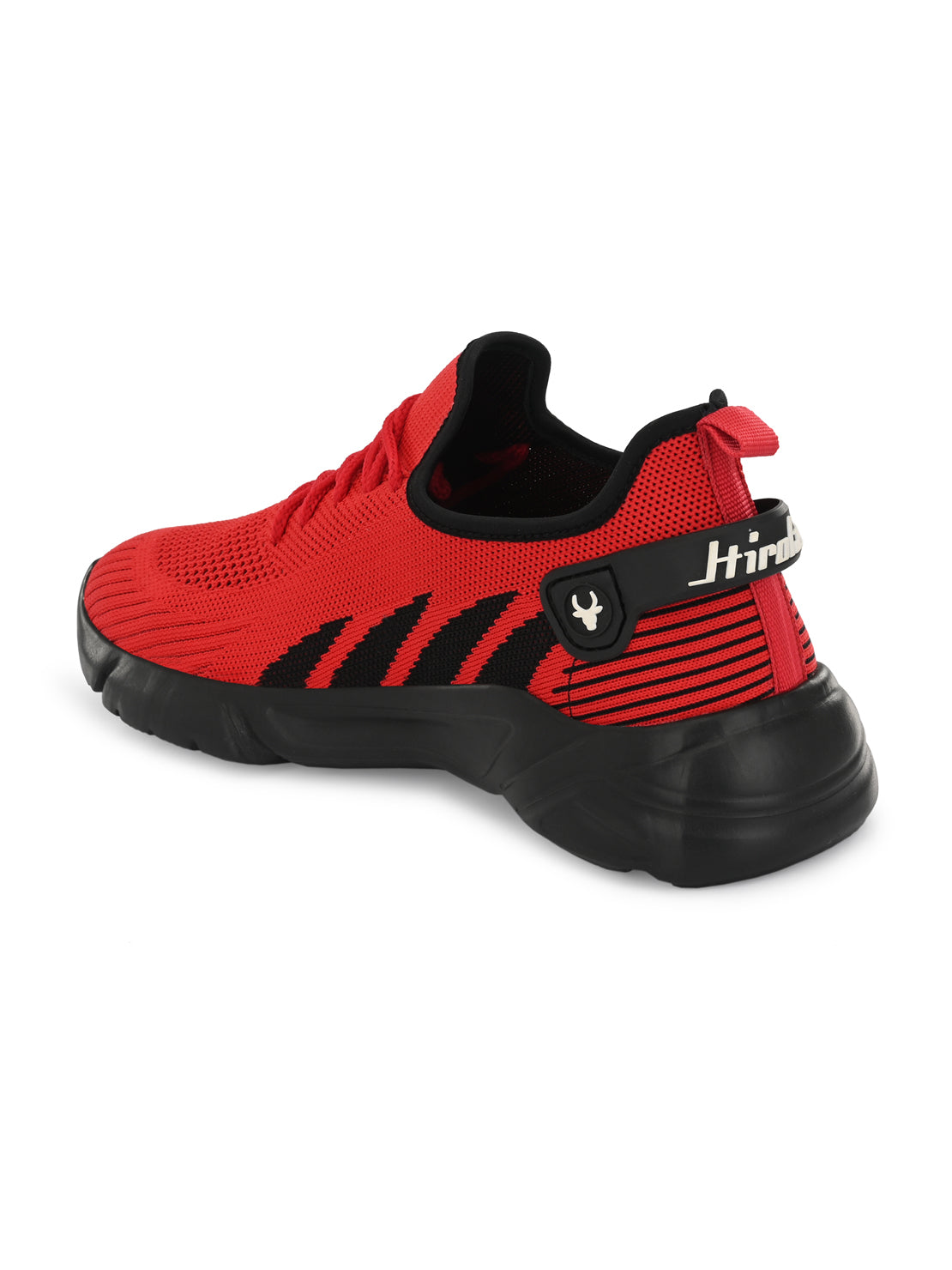 Hirolas® Men's Red/Black Knitted Athleisure Lace Up Sport Shoes (HRL2016RDB)