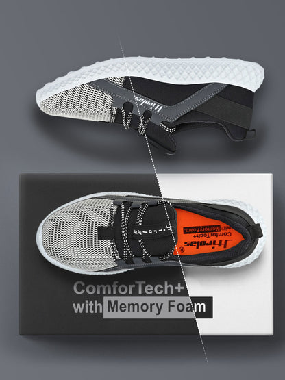 Hirolas® Men's Grey Mesh Running/Walking/Gym Lace Up Sneaker Sport Shoes (HRL2021GRY)