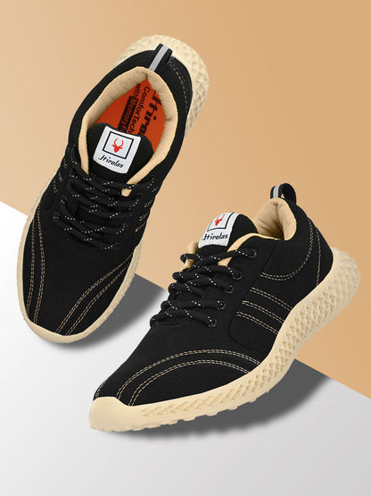 Hirolas® Men's Black Mesh Running/Walking/Gym Lace Up Sneaker Sport Shoes (HRL2022BLK)