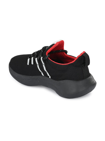 Hirolas® Men's Black Mesh Running/Walking/Gym Lace Up Sneaker Sport Shoes (HRL2023BLK)