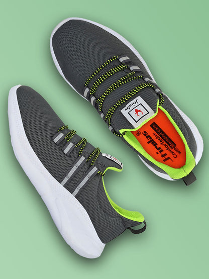Hirolas® Men's Grey Mesh Running/Walking/Gym Lace Up Sneaker Sport Shoes (HRL2023GRY)