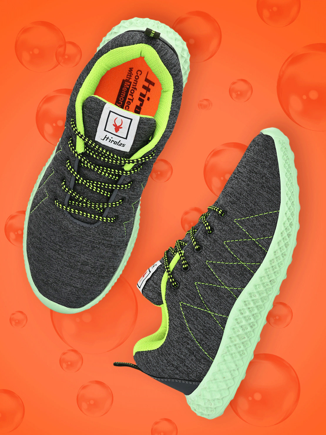 Hirolas® Men's Grey Mesh Running/Walking/Gym Lace Up Sneaker Sport Shoes (HRL2025GRY)
