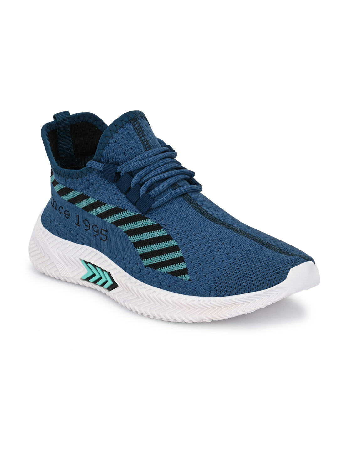 Hirolas® Men's Blue Knitted Running/Walking/Gym Lace Up Sneaker Sport Shoes (HRL2038BLU)