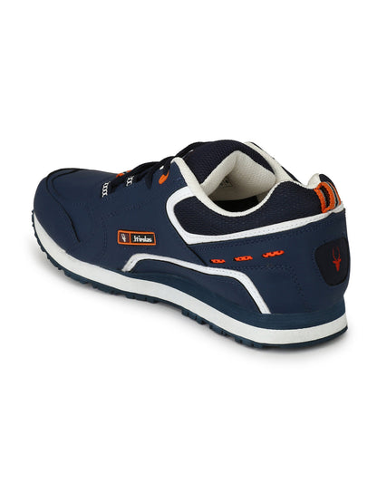 Hirolas® Men's Multisports Shock Absorbing Walking Running Fitness Athletic Training Gym Blue Lace Up Sneaker Sport Shoes (HRL2041B)