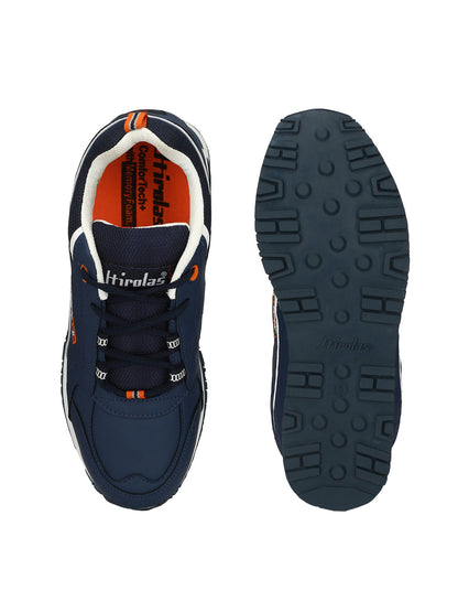 Hirolas® Men's Multisports Shock Absorbing Walking Running Fitness Athletic Training Gym Blue Lace Up Sneaker Sport Shoes (HRL2041B)