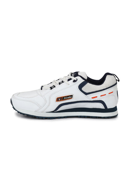 Hirolas® Men's Multisports Shock Absorbing Walking Running Fitness Athletic Training Gym White Lace Up Sneaker Sport Shoes (HRL2041W)
