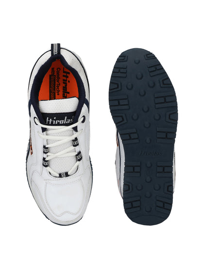 Hirolas® Men's Multisports Shock Absorbing Walking Running Fitness Athletic Training Gym White Lace Up Sneaker Sport Shoes (HRL2041W)