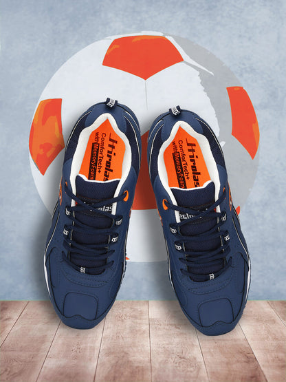 Hirolas® Men's Multisports Shock Absorbing Walking Running Fitness Athletic Training Gym Blue Lace Up Sneaker Sport Shoes (HRL2044B)