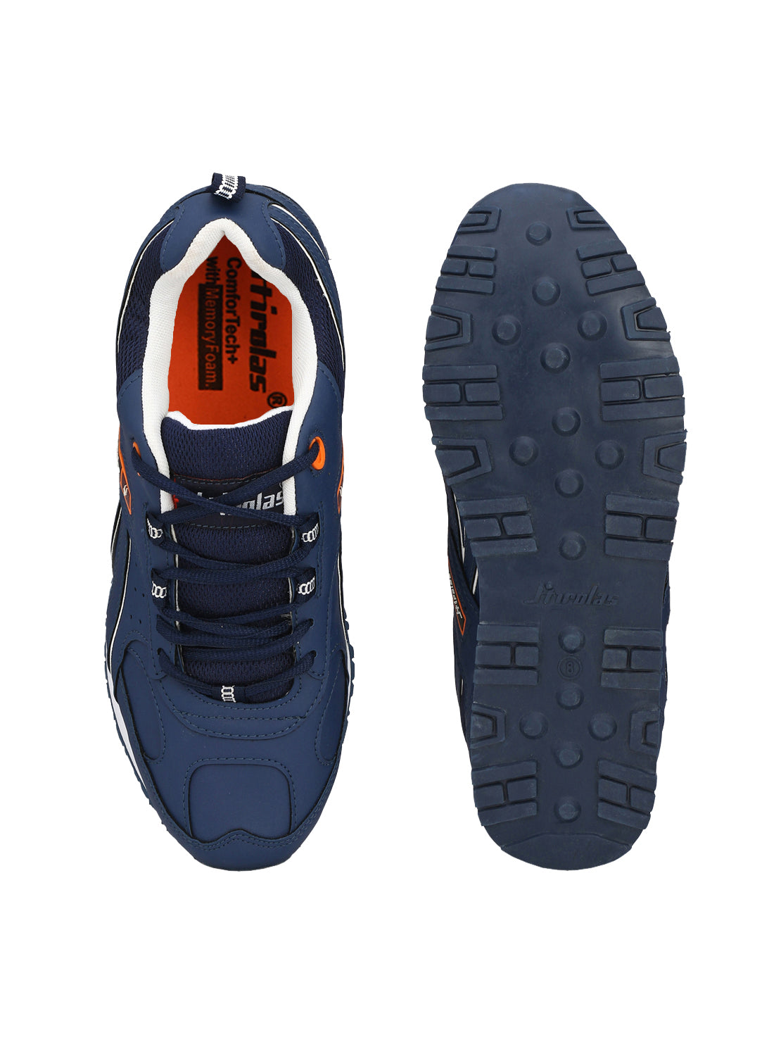 Hirolas® Men's Multisports Shock Absorbing Walking Running Fitness Athletic Training Gym Blue Lace Up Sneaker Sport Shoes (HRL2044B)