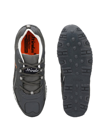 Hirolas® Men's Multisports Shock Absorbing Walking Running Fitness Athletic Training Gym Grey Lace Up Sneaker Sport Shoes (HRL2044G)