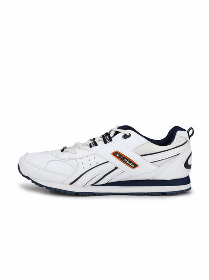Hirolas® Men's Multisports Shock Absorbing Walking Running Fitness Athletic Training Gym White Lace Up Sneaker Sport Shoes (HRL2044W)