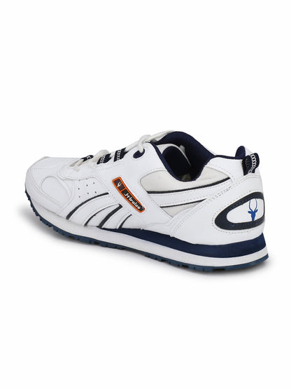 Hirolas® Men's Multisports Shock Absorbing Walking Running Fitness Athletic Training Gym White Lace Up Sneaker Sport Shoes (HRL2044W)