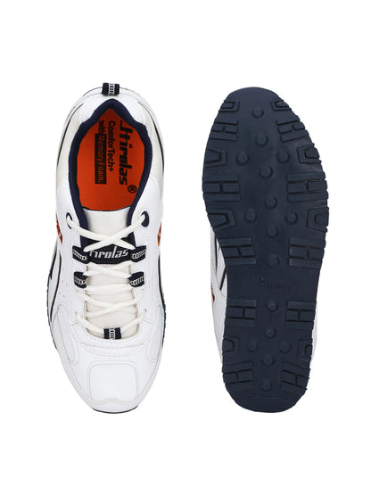 Hirolas® Men's Multisports Shock Absorbing Walking Running Fitness Athletic Training Gym White Lace Up Sneaker Sport Shoes (HRL2044W)