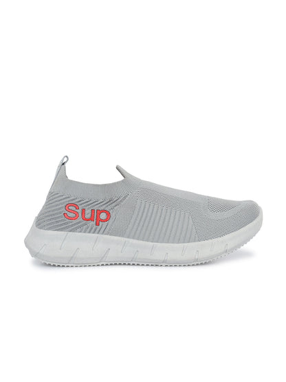 Hirolas® Men's Grey Knitted Running/Walking/Gym Slip On Sneaker Sport Shoes (HRL2048GRY)
