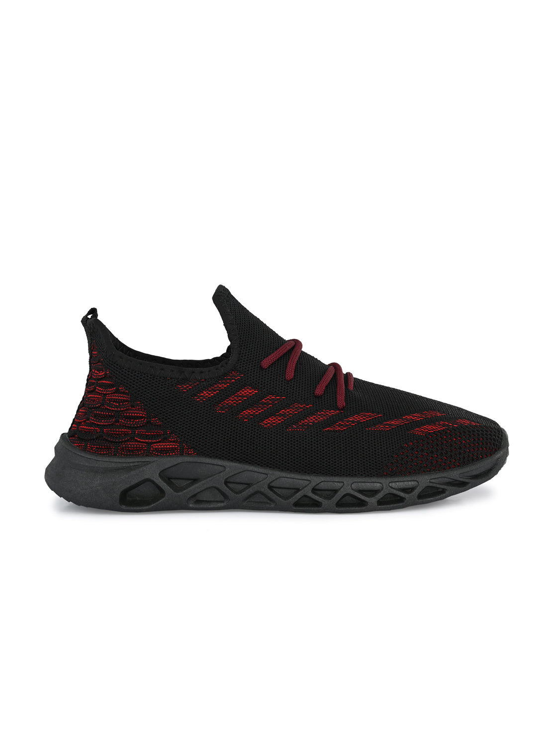 Hirolas® Men's Black Knitted Running/Walking/Gym Lace Up Sneaker Sport Shoes (HRL2051BLK)
