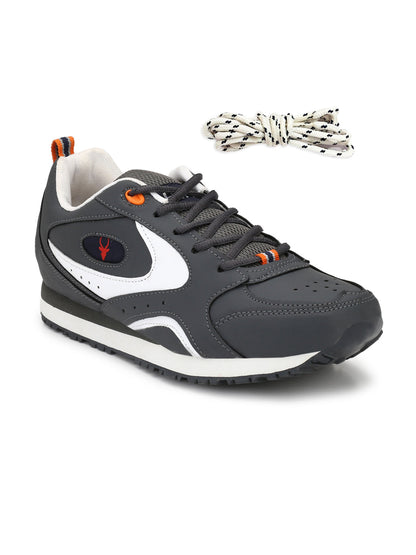 Hirolas® Men's Multisports Shock Absorbing Walking Running Fitness Athletic Training Gym Grey Lace Up Sneaker Sport Shoes (HRL2052G)