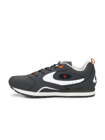 Hirolas® Men's Multisports Shock Absorbing Walking Running Fitness Athletic Training Gym Grey Lace Up Sneaker Sport Shoes (HRL2052G)
