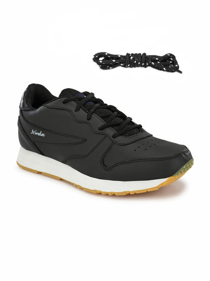 Hirolas® Men's Multisports Shock Absorbing Walking Running Fitness Athletic Training Gym Black Lace Up Sneaker Sport Shoes (HRL2053BHN)