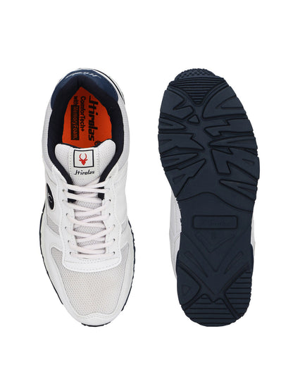 Hirolas® Men's Multisports Shock Absorbing Walking Running Fitness Athletic Training Gym White/Blue Lace Up Sneaker Sport Shoes (HRL2054WTB)