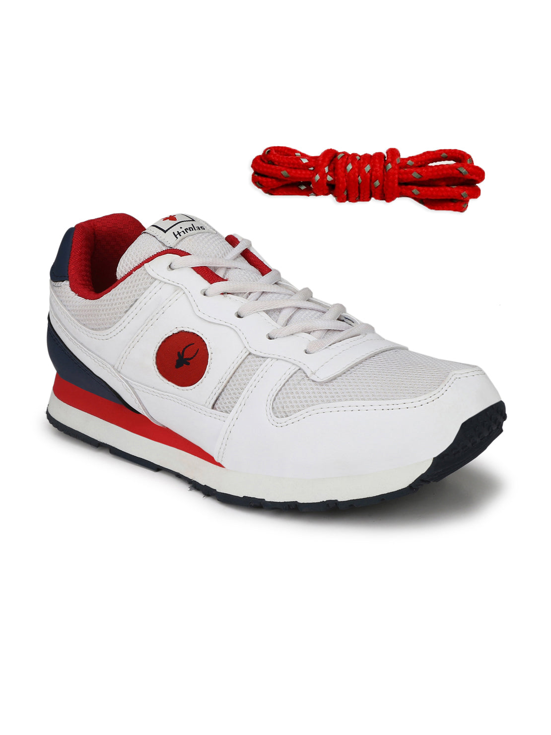 Hirolas® Men's Multisports Shock Absorbing Walking Running Fitness Athletic Training Gym White/Red Lace Up Sneaker Sport Shoes (HRL2054WTR)