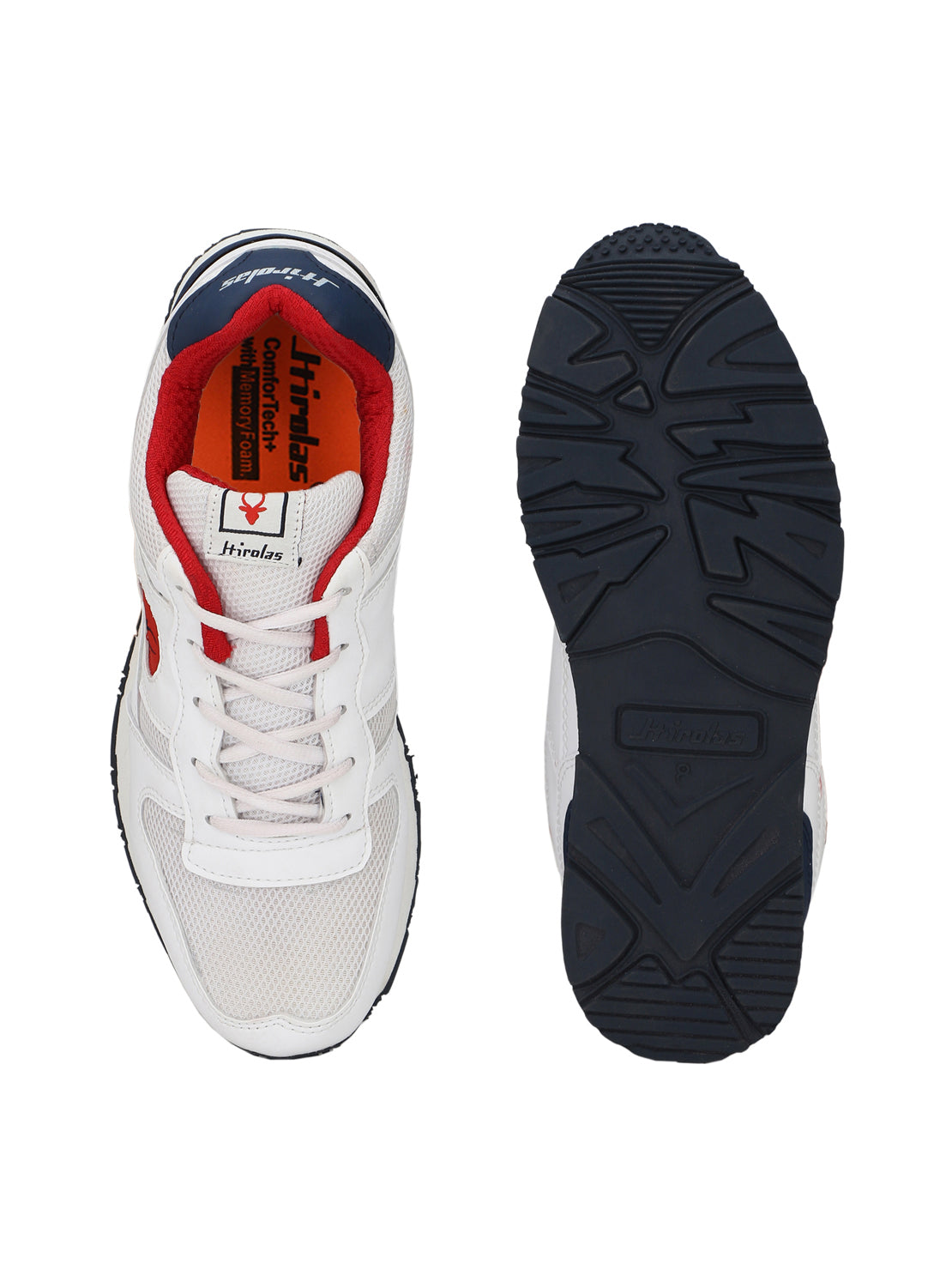 Hirolas® Men's Multisports Shock Absorbing Walking Running Fitness Athletic Training Gym White/Red Lace Up Sneaker Sport Shoes (HRL2054WTR)