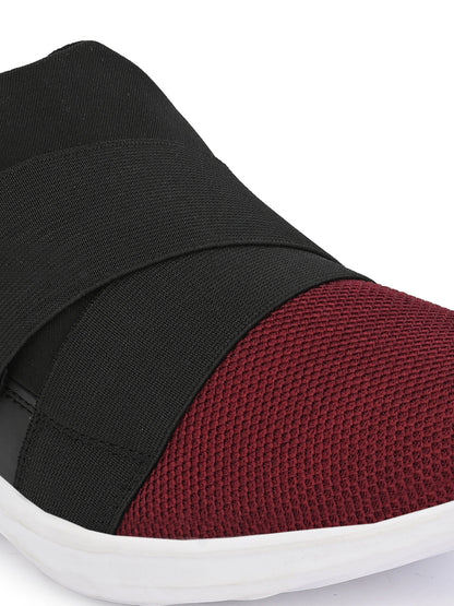 Hirolas® Men's Maroon Mesh Running/Walking/Gym Slip On Sneaker Sport Shoes (HRL2058MRN)