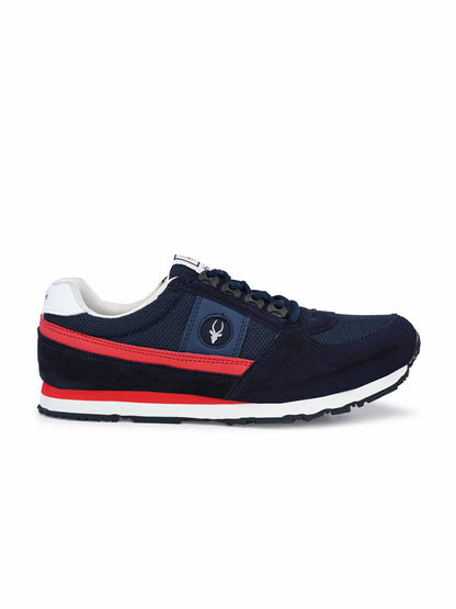 Hirolas® Men's Multisports Shock Absorbing Walking Running Fitness Athletic Training Gym Blue Leather Lace Up Sneaker Sport Shoes (HRL2068BLR)