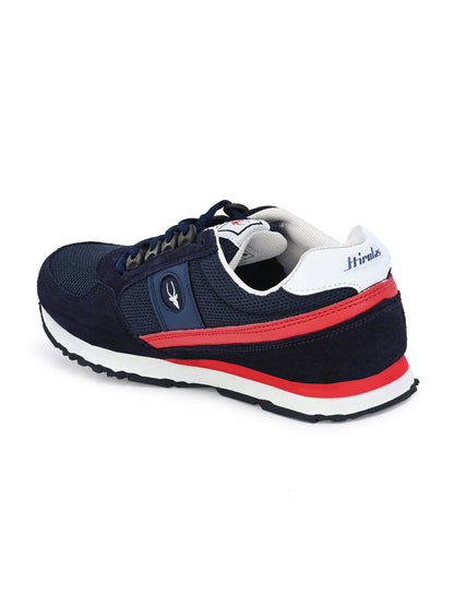 Hirolas® Men's Multisports Shock Absorbing Walking Running Fitness Athletic Training Gym Blue Leather Lace Up Sneaker Sport Shoes (HRL2068BLR)